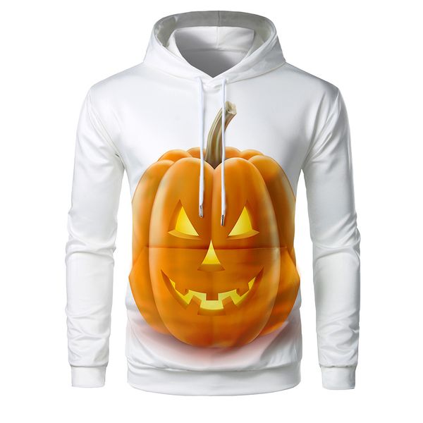 

mens designer new halloween pumpkin 3d digital printing sweater with hat, Black