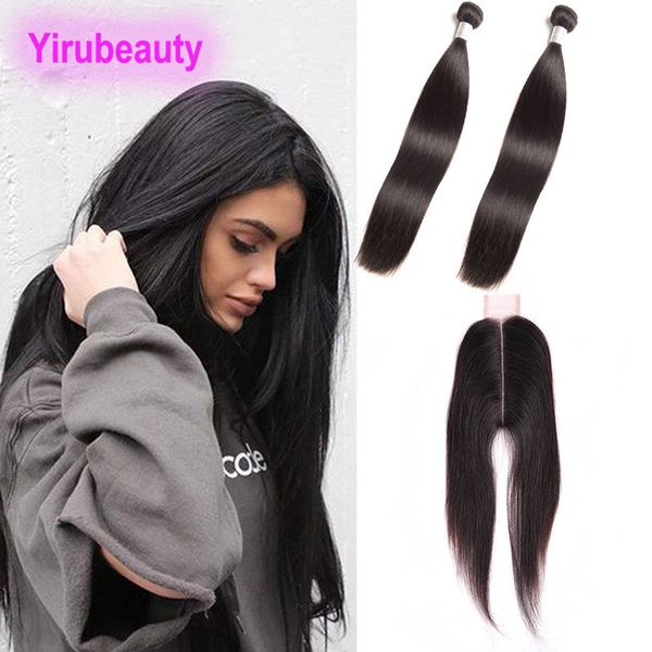 

indian raw virgin human hair mink bundles with 6x2 lace closure with baby hair straight hair wefts with closure yirubeauty, Black;brown