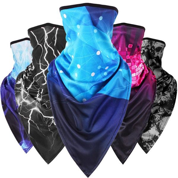 

cycling bike magic triangle mask ice silk half face neck cover scarf men women breathable bandana balaclava sun protect, Black
