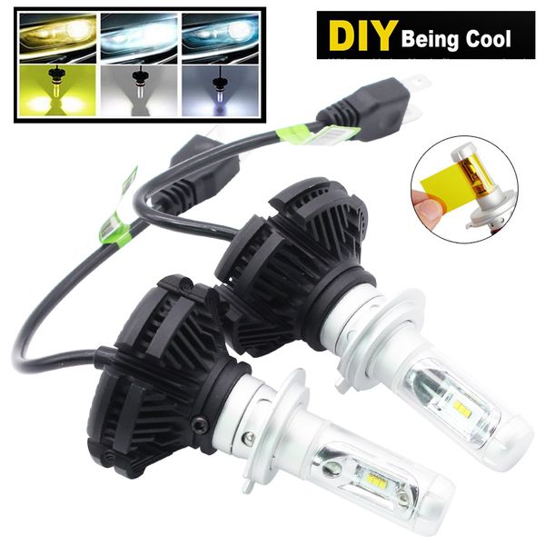 

2pcs h7 led car headlight bulbs h4 h1 h3 h11 9005 9006 led 25w x3 zes chips diy yellow white ice blue lamp auto car fog lamps