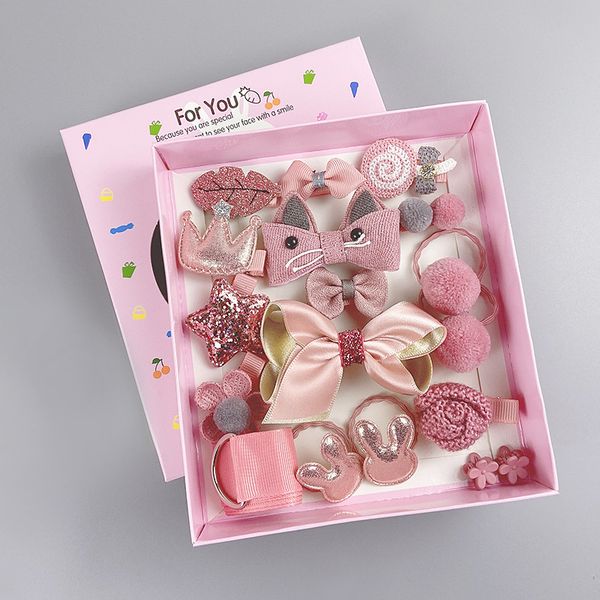 18pcs Gift Hair Clips Accessories Kids Children Girls Bow Card Hairpins