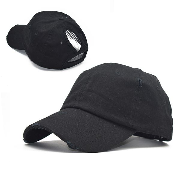 

pure cotton hole baseball cap ponytail fashion tide curved eaves caps spring and summer female outdoor sports sun hat, Blue;gray