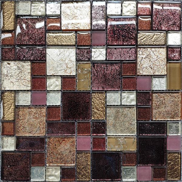 2019 Purple Beige Tan White Glass Mosaic Kitchen Backsplash Tile