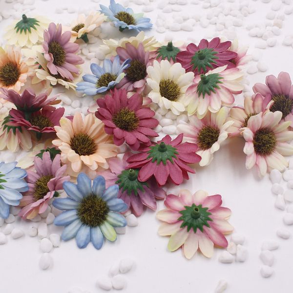 

lot 10pcs artificial daisy flower heads diy crafts sunflower wedding car decoration christmas halloween gift box candy decor