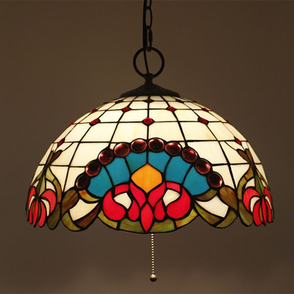 

16 inch handmade stained glass bedroom lamp living room l cafe bar hanging lamp vintage suspension pendant light