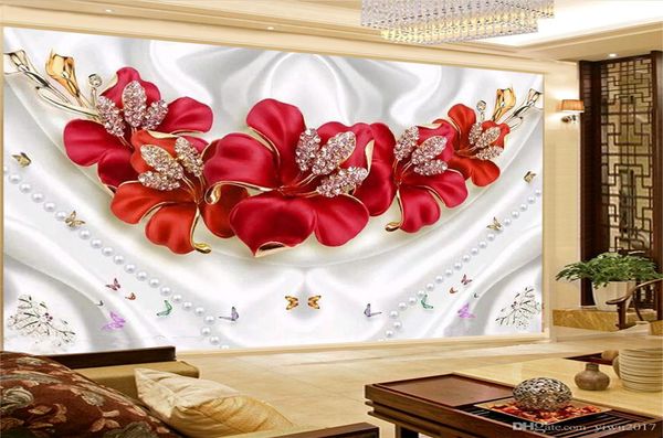

3d wall paper home decor custom diamond flower bud wholesale p wallpaper space