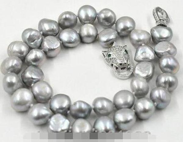 

new 8-9mm south sea baroque gray pearl necklace 18 "closure, Silver