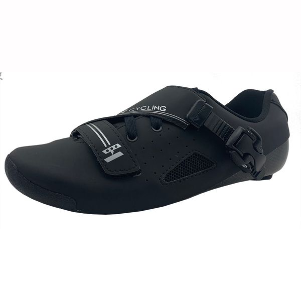 

c7 original hyper cycling shoes heat moldable 3k carbon fiber road bike sneakers buckle shoelaces thermoplastic bicycle shoes, Black
