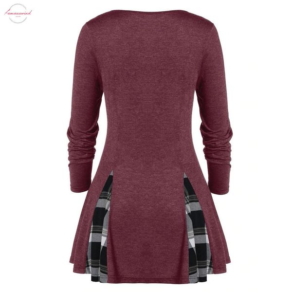 

5xl women plus size tunic dress winter autumn buttoned plaid print long sleeve dress o neck shirt dress vestidos mujer, Black;gray