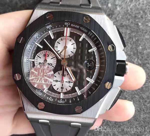 

мужская роскошь автоподзаводом хронограф мужчины 12 oclock вторая рука cal.3126 26400 eta титана оболочки керамические кольца секундомер, Slivery;brown