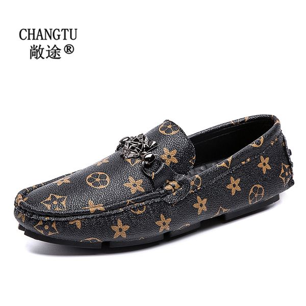 

2020 new big size men's loafers slip on men leather shoes luxury casual fashion trend brand men's wedding shoes slippery, Black