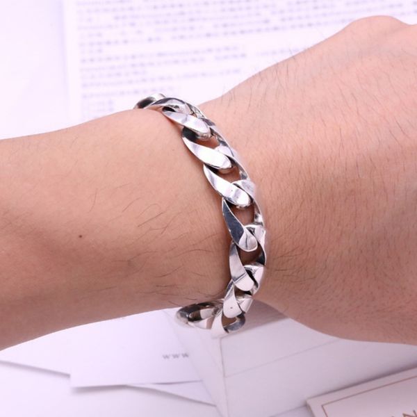

Gothic style 925 sterling silver handmade jewelry American European antique silver thick link chain vintage designer men's bracelets