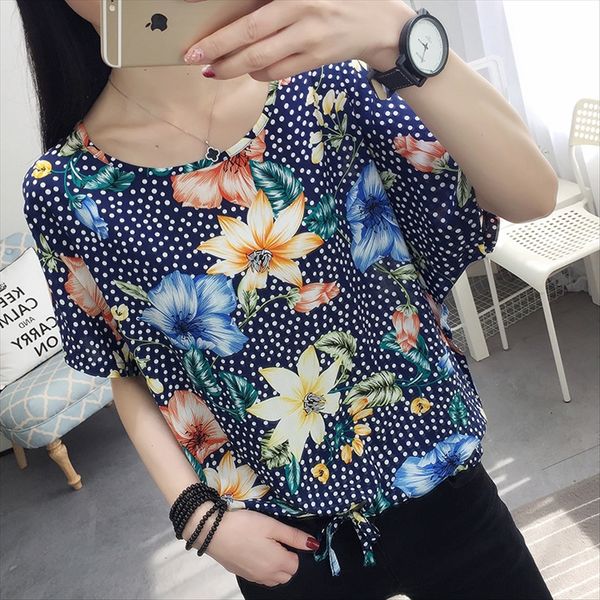 

loose slim silk chiffon plus t-shirt shirt fat plus printing large size women's t-shirt, White