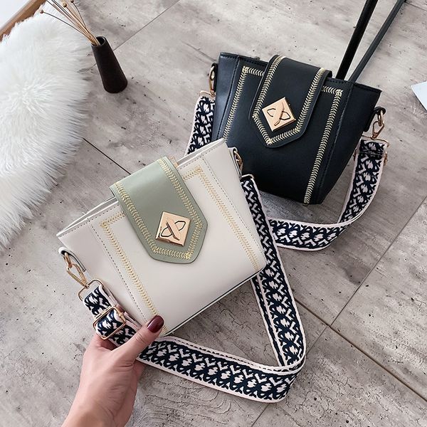 

texture small bag wild wideband fashion trendy messenger bag popular bucket pu cute messenger