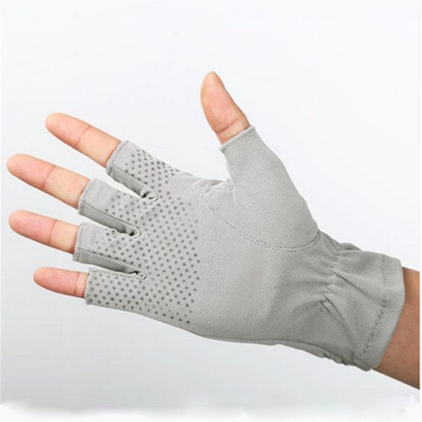 

fashion-sweat-absorbent gloves female half finger non-slip driving couple gloves male sz005-5, Blue;gray