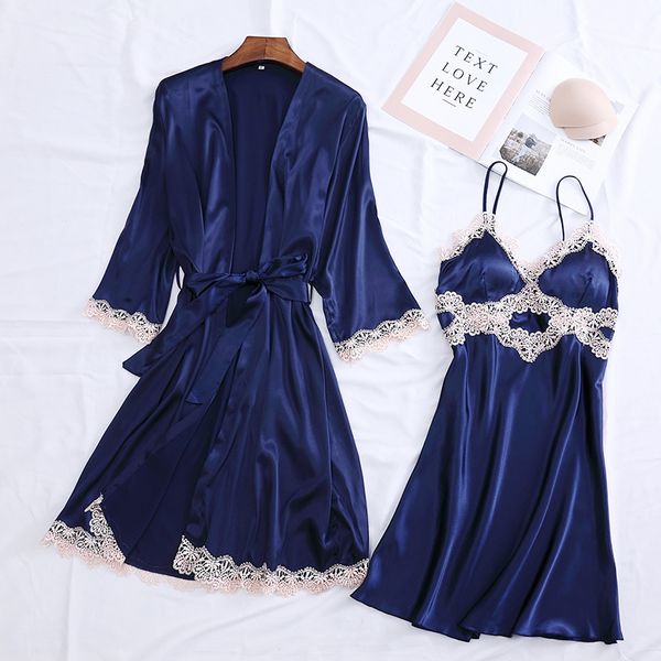 

women rayon night robe strap pajamas summer two piece sleepwear sets casual home wear nightwear sleep kimono bath gown, Black;red