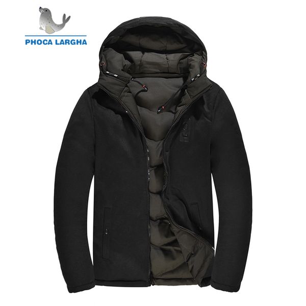 

2018 new winter jacket men fashion fleece thick warm long coats double-sided wear parkas male hooded casual overcoat 3xl, Black