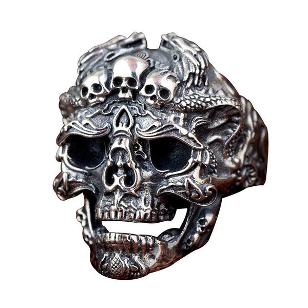 

retro domineering ring hipster style skull ghost head devil ring, Slivery;golden