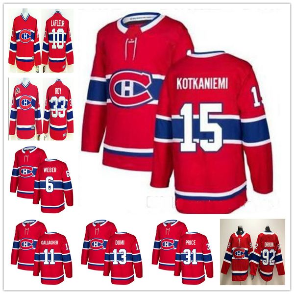 

молодежные мужские монреаль канадиенс йеспери котканеми 6 ши вебер кэри прайс макс доми джонатан друин ричард лафлер рой галлахер детские ма, Black;red