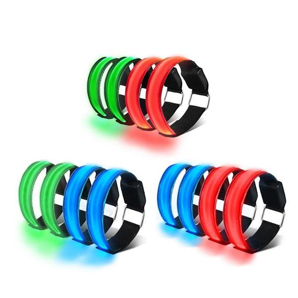 

4pcs durable nylon armbands portable solid night led luminous wristband sport glowing armbands belt strap