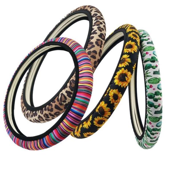 

neoprene sunflower pattern universal car steering wheel cover for party wedding car decoration and gifts slip wheel cushion protector