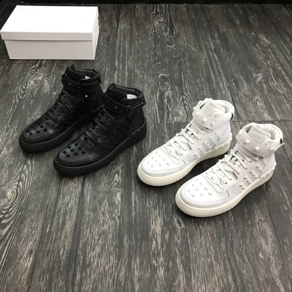 

2019 platform paris new designer women/men sport nail shoes deep high leather shoes black/white real leather ing