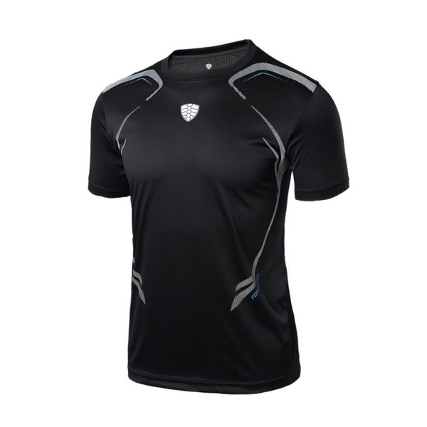 

men's quick drying t-shirts new men summer quick dry sport running t-shirts breathable sports fitness gym shirt, Black;blue