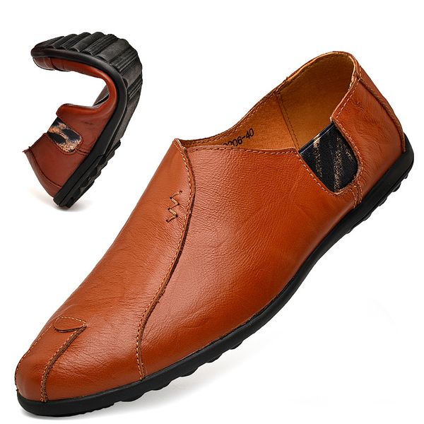 

2020 fashion driving shoes loafers men leather shoes summer casual breathable business peas zapatillas hombre, Black