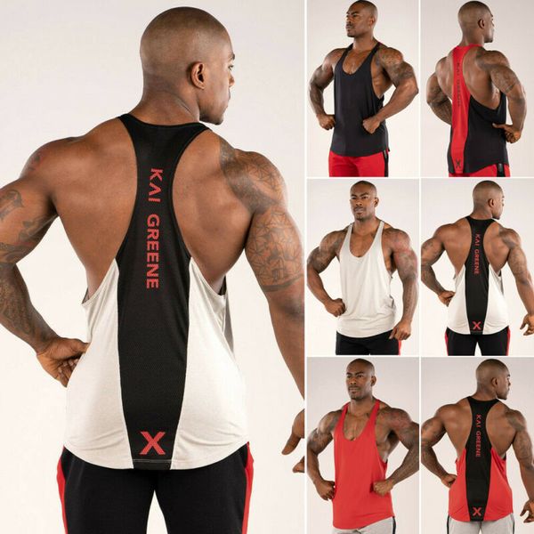 

men gym muscle sleeveless tank tee shirt bodybuilding sport fitness vest