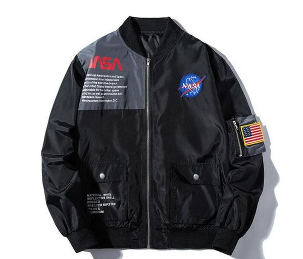 

новый бренд наса flight pilot мужские дизайнерские куртки вскользь пальто бомбардировщик ma1 осень письмо печатный ветровка мужская куртка в, Black;brown