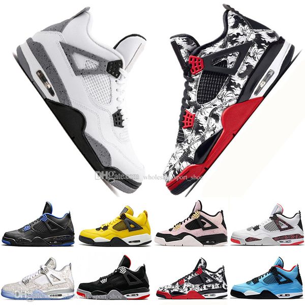 

bred 4 4s what the cactus jack laser wings mens basketball shoes denim blue eminem pale citron men sports designer sneakers outdoor, White;red