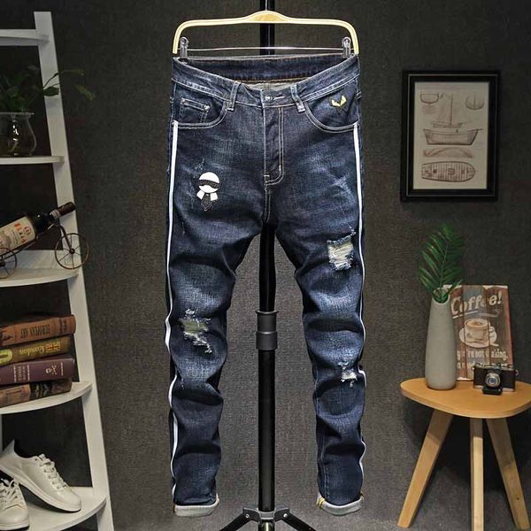 

2020 мода мужские джинсы мужские повседневные брюки тонкий упругие брюки светло-синий fit сыпучие хлопок denim brand jeans мужской 29-36, Blue