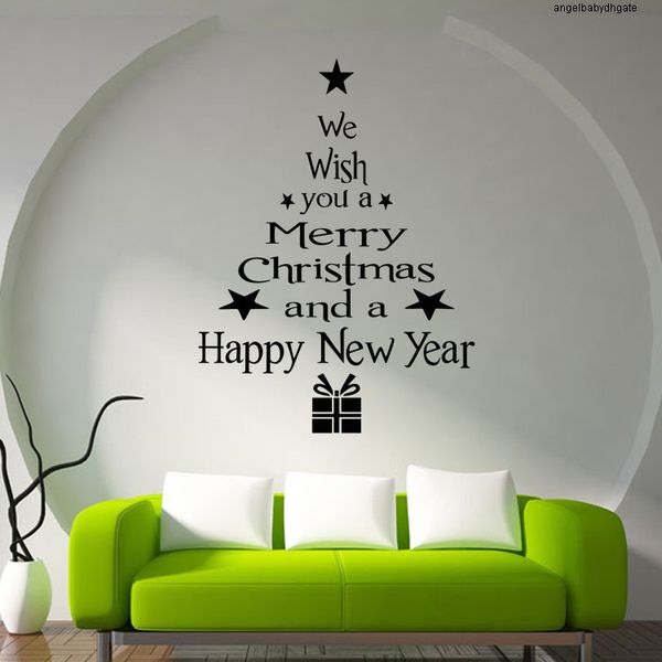 

christmas tree stars diy we you quote m-12 gifts wall stickers home decor 3d vinyl xmas decal removeable kids room living room