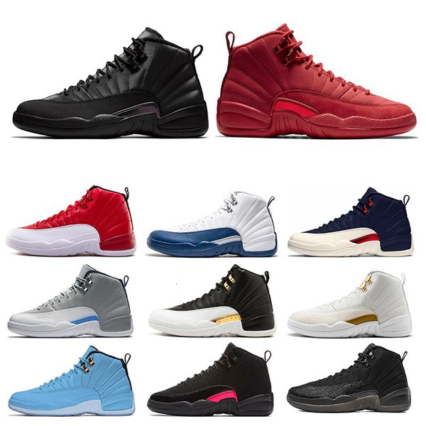 

12 12s mens basketball обуви утепленного gym red wings колледж вмс черного cny быки университет синих мужчины спорт кроссовки размер 7-13