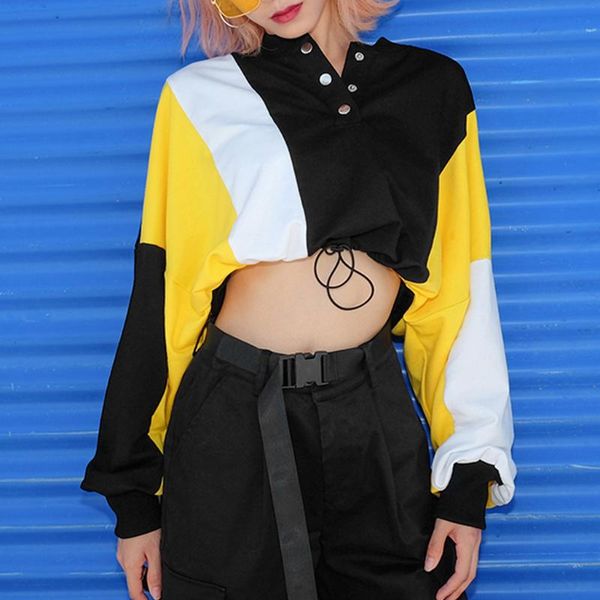 

women patchwork sport sport hoodies long sleeve button sweatshirt female running sportswear girl fitness coat sweatshirt, White;black