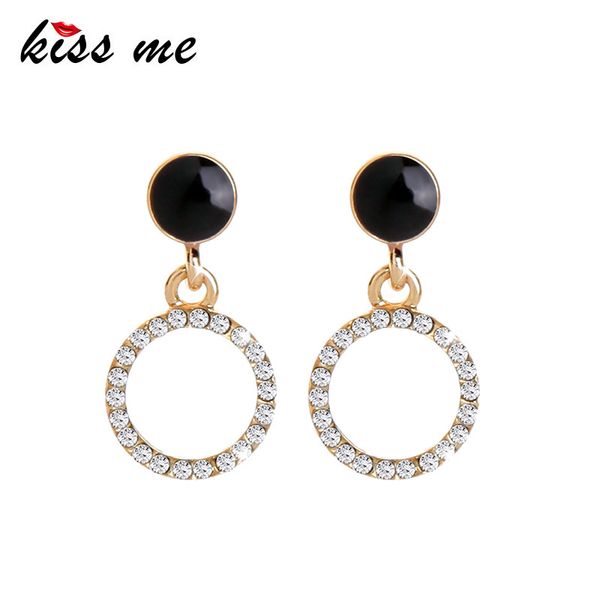 

kissme 2020 new arrival fashion crystal round drop earring for women handmade korean cute earring charming date gift jewelry, Silver
