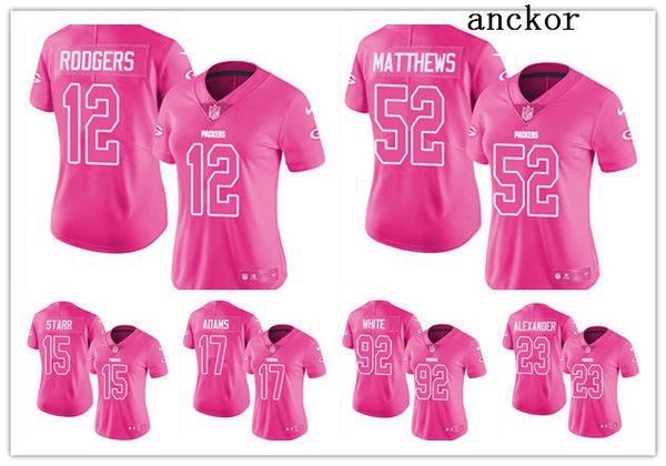 womens pink aaron rodgers jersey