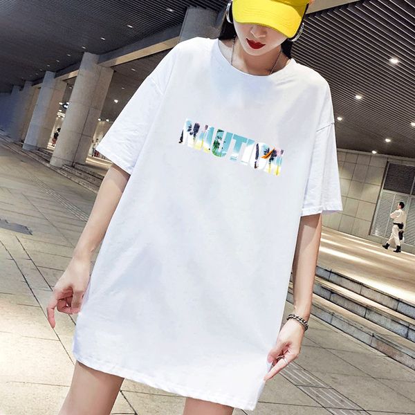 

women's t-shirts 2020 new womens letter print crew neck t-shirt casual women breathable dress style tee 2 color size -4xl, White