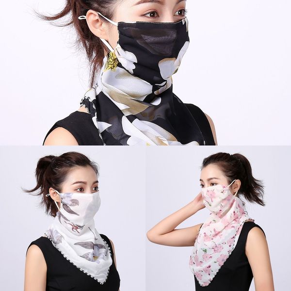 

ztikm shipping women windproof face mask face chiffon handkerchief outdoor scarf half silk dust-proof sunshade masks scarf dust mask, Black