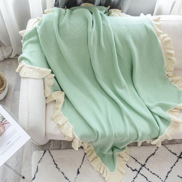 

130x160cm light luxury корейского хлопок ruffled цвет удобной nap одеяло soft дети автомобили кондиционер путешествие бланкет