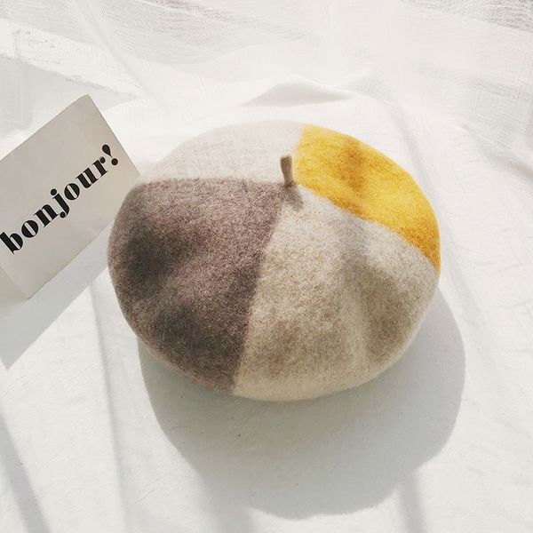 

hat женский 2020 берет шляпы зимы женщин streetwear лоскутная берет вата береты новая мода корейский стиль осень зима cap, Blue;gray