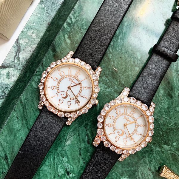 

big size cz zircons frame moon women dress watches shinning diamond jewelry wrist watch waterproof real leather watch quartz, Slivery;brown