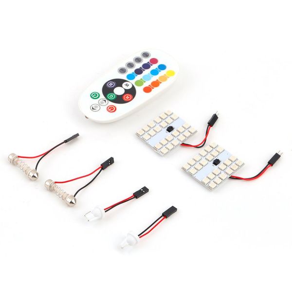 

newcar styling rgb colorful wireless control 24 smd 5050 led light panel board car dome interior reading lamp up to 50000 hours