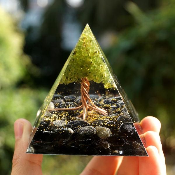 

other handmade peridot tree of life orgone pyramid 60mm, Blue;slivery