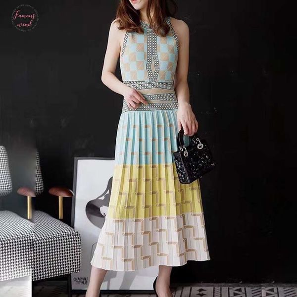 

2019 new summer sleeveless geometry knitted dress women slim holiday dresses vestidos drop shipping, Black;gray