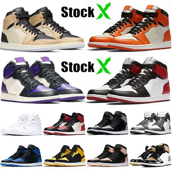 

shoes stock basketball jumpman x new 1 1s premium shattered fashion brand court purple black toe trainers sport sneakers 36-46