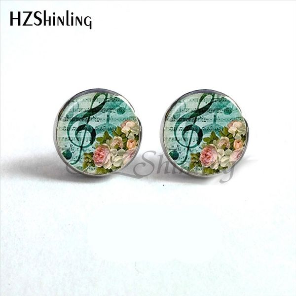 

violin ear studs musical instrument jewelry violin art earring glass cabochon earrings handmade music lovers gifts hz4 nes-0065, Golden;silver