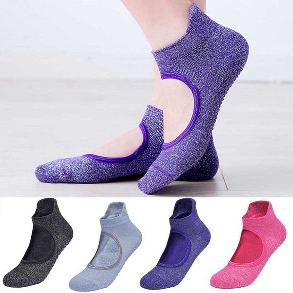 

spring summer cotton socks sweat-absorbent breathable socks yoga non-slip backless round head back dance, Black