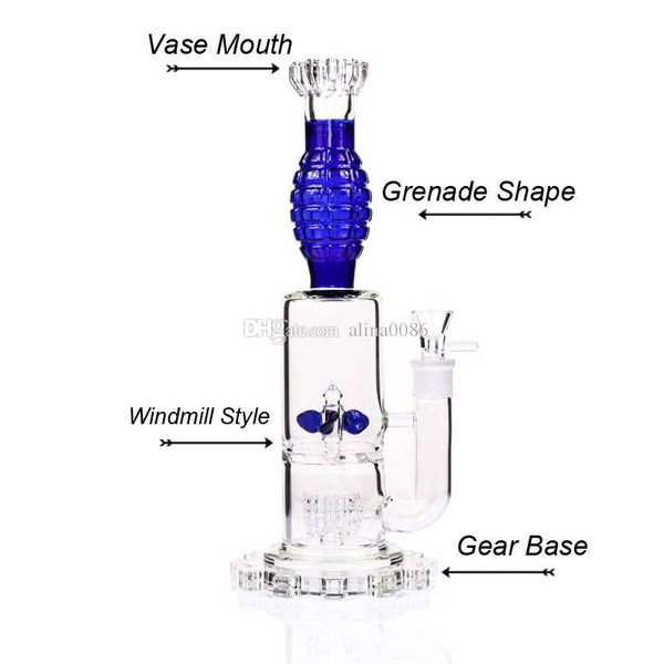 Acheter Nouveau Gear Base Verre Bong Pipe à Eau Tornado Disc Moulin à Vent Blass Bubbler Grenade Forme Avec Vase épais Bouche Eau Bongs De 3554 Du