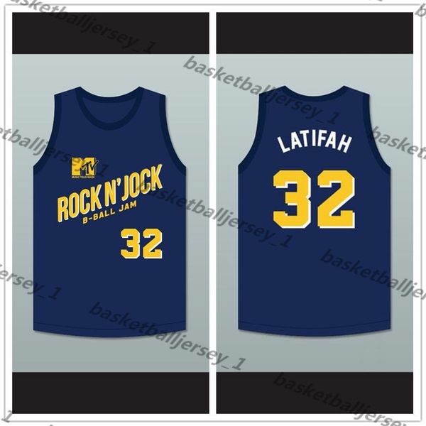 

custom made queen latifah 32 violators basketball jersey second annual rock n' jock b-ball jam 1992-1 man youth size s-5xl any name num, Black;red